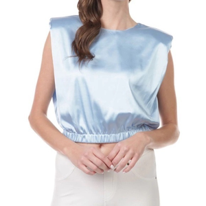 TCEC Satin‎ blouse Shoulder Pad Top (Cropped)